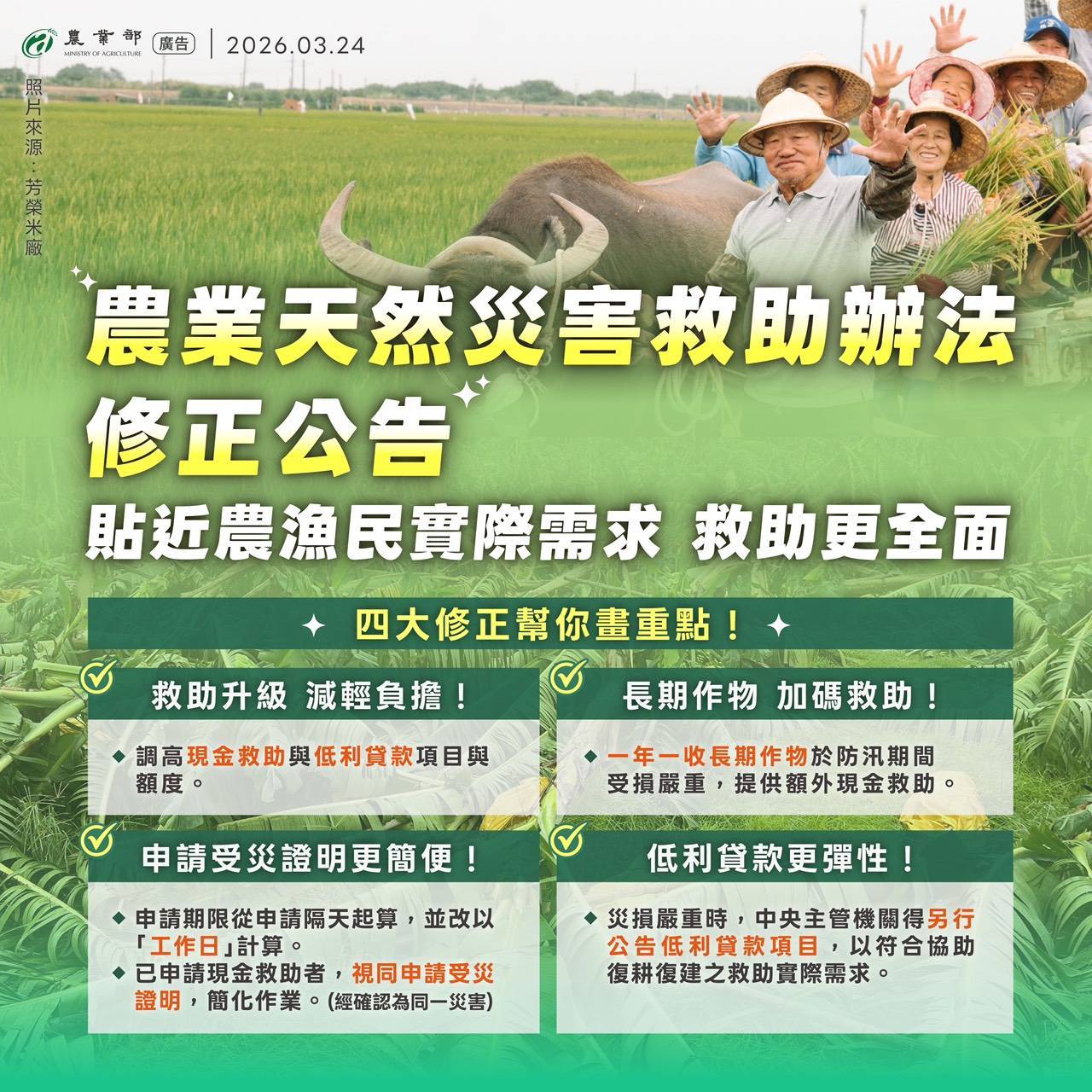邱議瑩爭取農災救助制度升級　補助加碼、申請簡化　強化農民復耕韌性